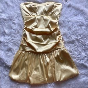 Yellow satin cocktail dress